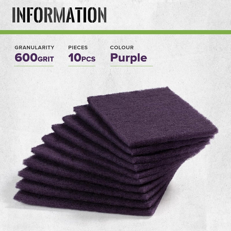 SANDPROX Scuff Pad 6” x 9” Purple 600 Grit Scuff Pads for Paint Prep, Pack of 10,Automotive Abrasive Pads for Scuffing,Sanding,Scouring,Surface Adhesion Preparation - Image 3